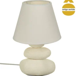 Candeeiro de mesa com 3 pedras em cerâmica