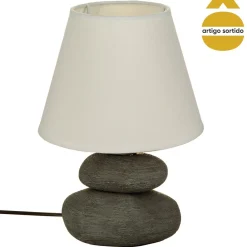 Candeeiro de mesa com 3 pedras em cerâmica