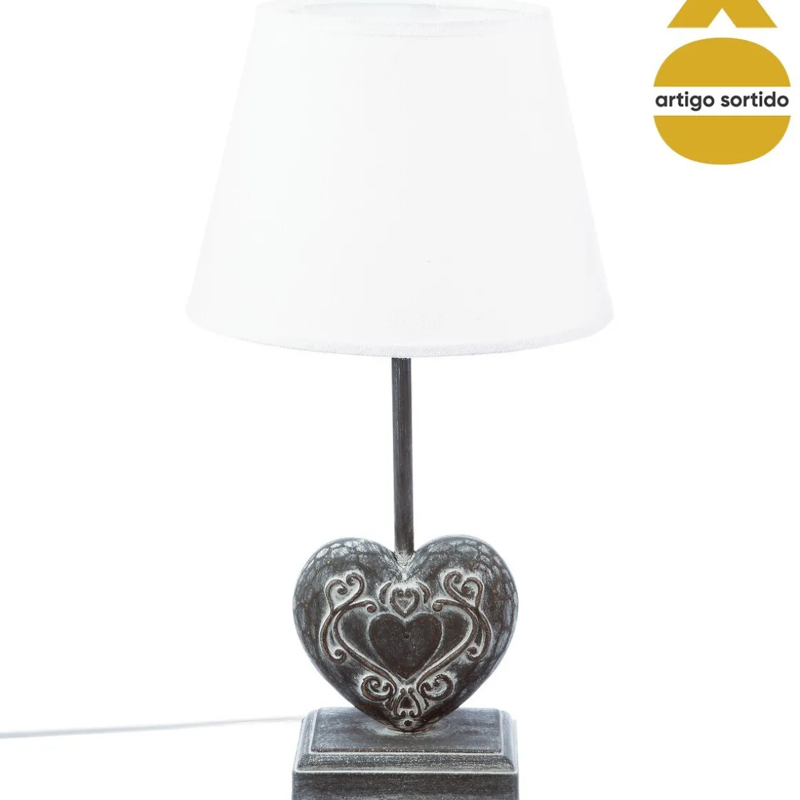 Candeeiro de mesa coração em madeira