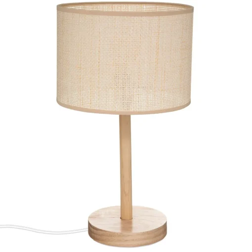Candeeiro De Mesa Della Bege Em Pinho E Palhinha