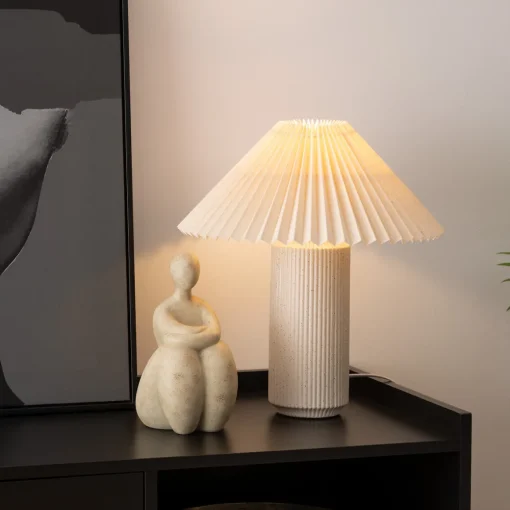Candeeiro De Mesa Em Cerâmica Branco Talya 30cm