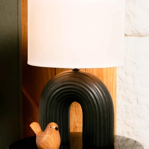 Candeeiro de mesa em cerâmica preto e branco EIDEL