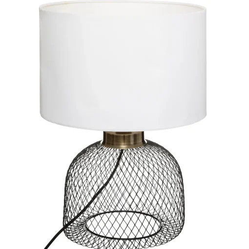 Candeeiro de mesa emie branco e preto em metal