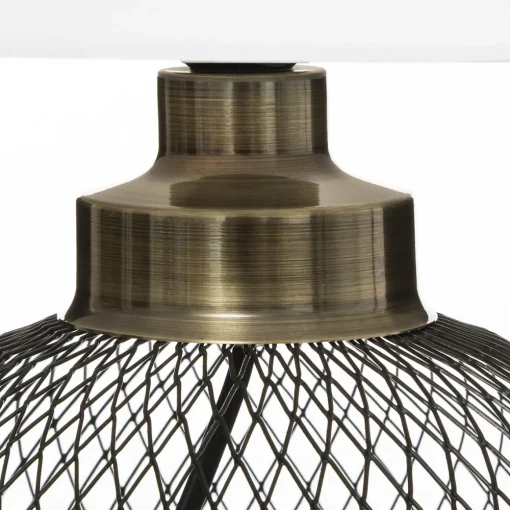 Candeeiro de mesa emie branco e preto em metal