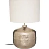 Candeeiro de mesa kais com base champanhe em metal martelado