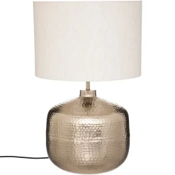 Candeeiro de mesa kais com base champanhe em metal martelado
