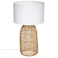 Candeeiro de mesa KARLA em rattan bege e branco