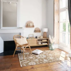 Candeeiro de mesa KARLA em rattan bege e branco