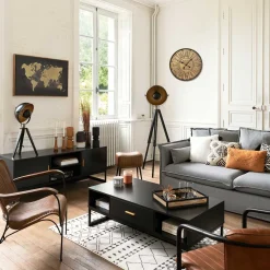 Candeeiro de mesa LAHTI preto e dourado com tripé