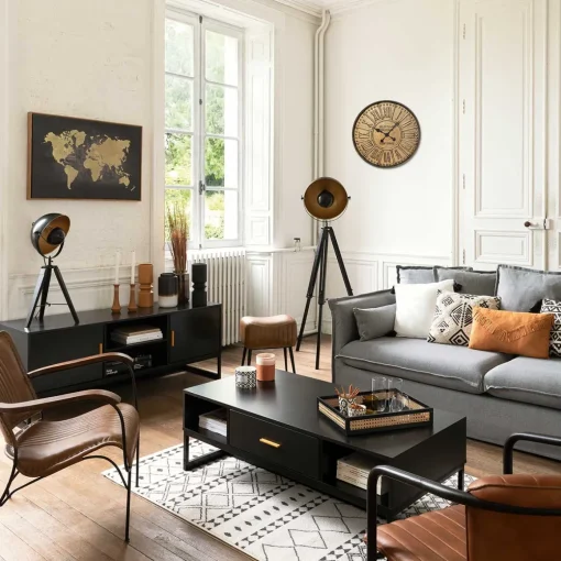 Candeeiro de mesa LAHTI preto e dourado com tripé
