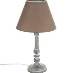 Candeeiro de mesa LEO taupe em madeira