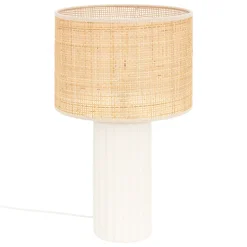Candeeiro de mesa lylia branco e bege em cerâmica