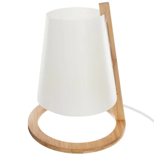 Candeeiro de mesa PITA branco com suporte em bambu