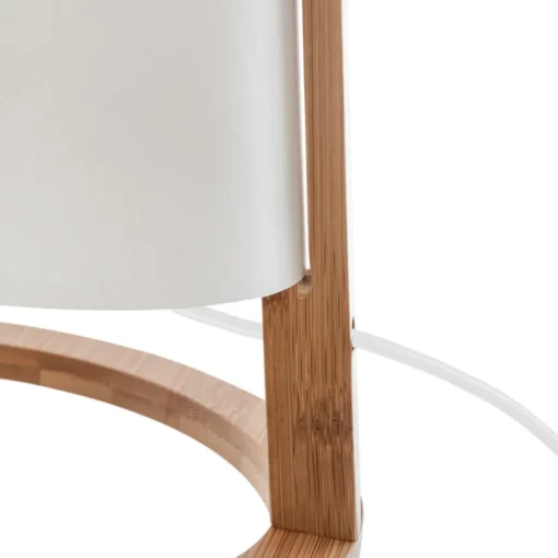 Candeeiro de mesa PITA branco com suporte em bambu