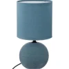 Candeeiro de mesa TIMEO azul em cerâmica com nervuras