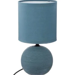 Candeeiro de mesa TIMEO azul em cerâmica com nervuras
