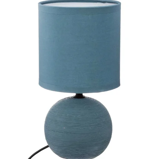 Candeeiro de mesa TIMEO azul em cerâmica com nervuras