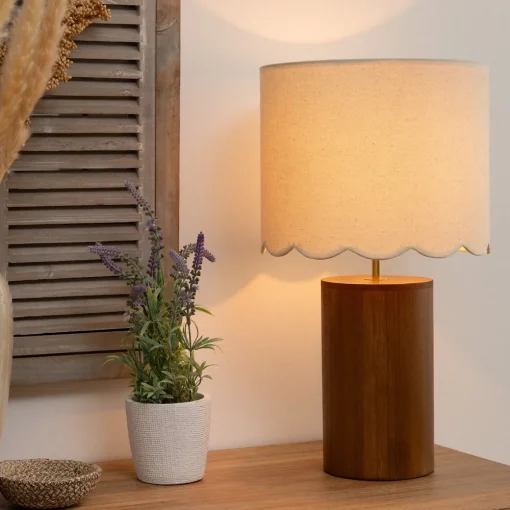 Candeeiro de mesa VANIA castanho em madeira 50cm