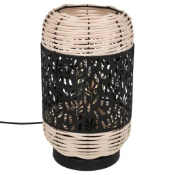 Candeeiro de mesa 18x30cm em metal e rattan