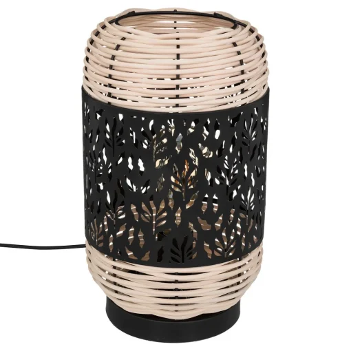 Candeeiro de mesa 18x30cm em metal e rattan