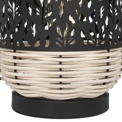 Candeeiro de mesa 18x30cm em metal e rattan