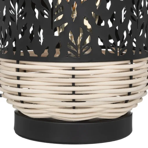 Candeeiro de mesa 18x30cm em metal e rattan
