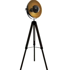 Candeeiro de pé LAHTI preto e dourado com tripé