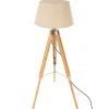 Candeeiro de pé RUNO linho com tripé em bambu