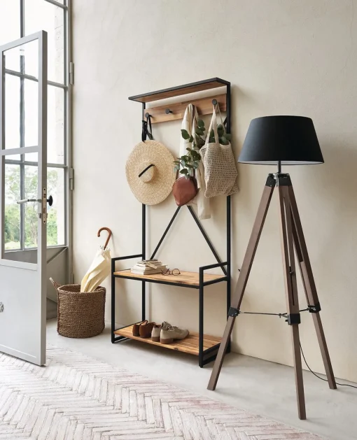 Candeeiro de pé RUNO preto com tripé 145cm