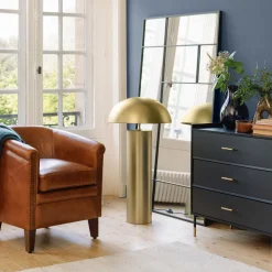 Candeeiro de pé ULYSSE dourado em metal 97cm