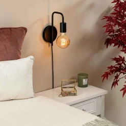 Candeeiro de parede KELY preto em metal