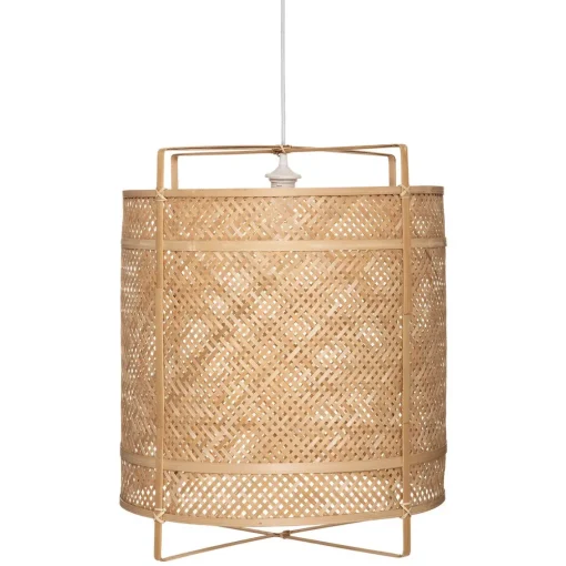 Candeeiro De Teto Bege Em Bambu 60cm