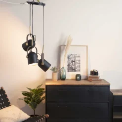 Candeeiro de teto BIL preto e dourado 83cm