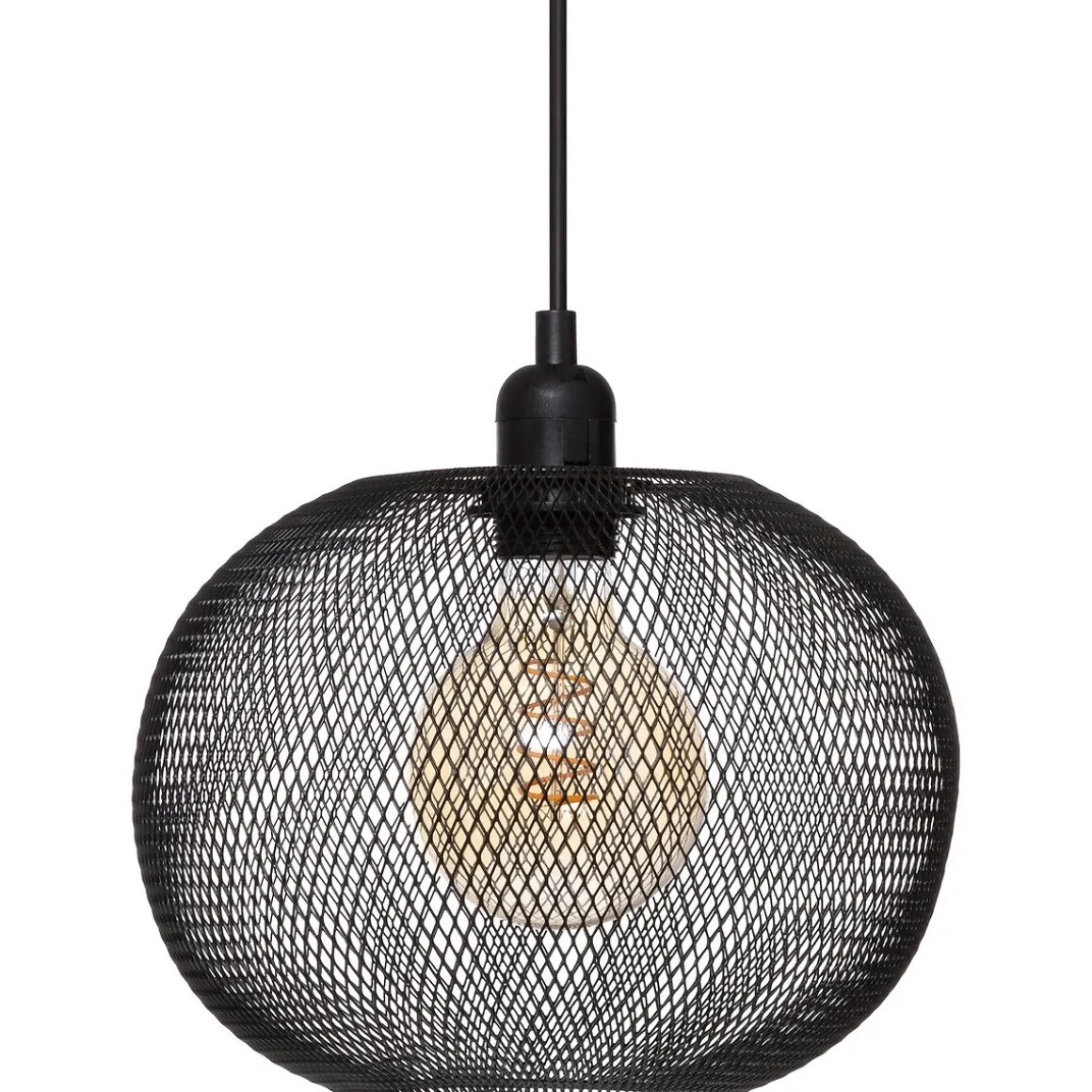 Candeeiro de teto bola em preto 25cm