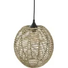 Candeeiro de teto bola em rattan e metal