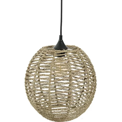 Candeeiro de teto bola em rattan e metal