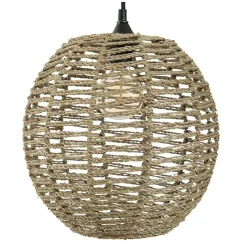 Candeeiro de teto bola em rattan e metal