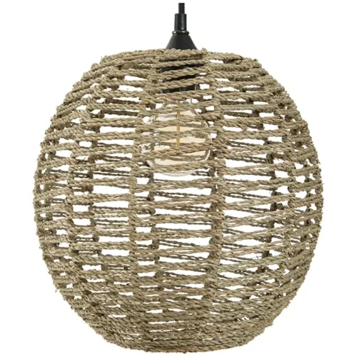 Candeeiro de teto bola em rattan e metal