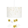 Candeeiro de teto branco e dourado com pendurantes