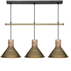 Candeeiro de teto CARAVANE dourado com 3 focos de luz