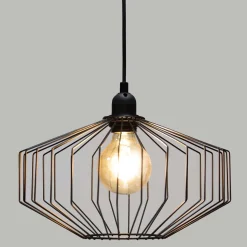 Candeeiro de teto decorativa preta em metal 30.5x23cm
