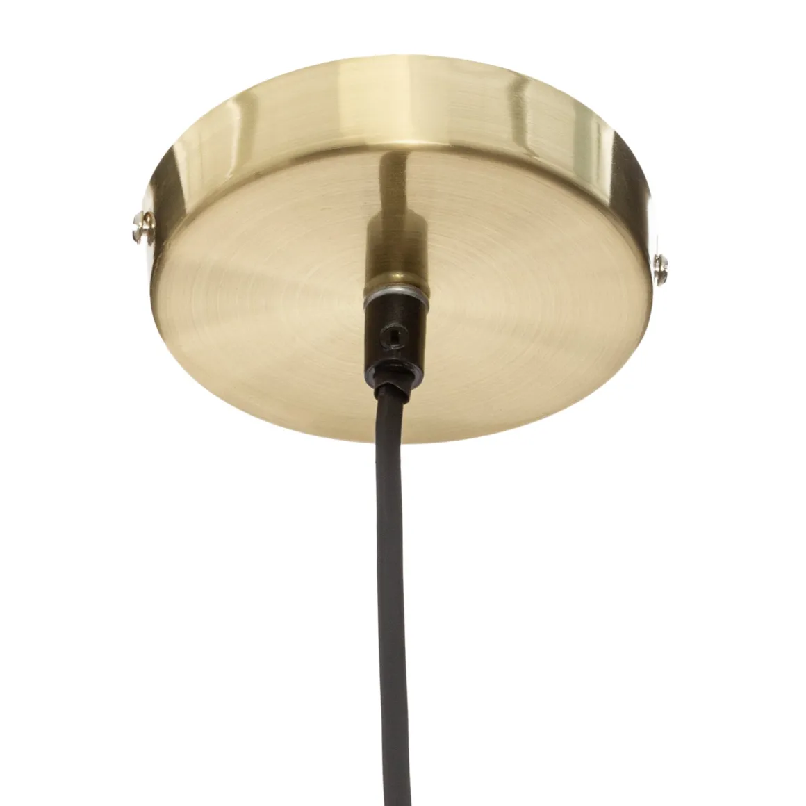 Candeeiro de teto dourada com bola de vidro e metal