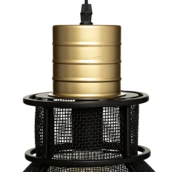 Candeeiro de teto em metal preto e dourado RODO