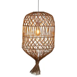 Candeeiro de teto em rattan bege 38cm