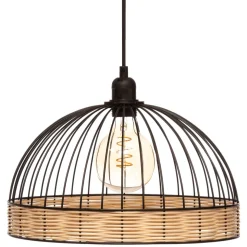 Candeeiro de teto em rattan preto