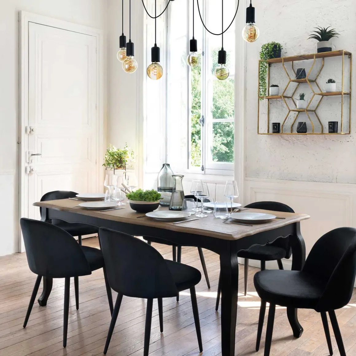 Candeeiro de teto FIL preto em metal