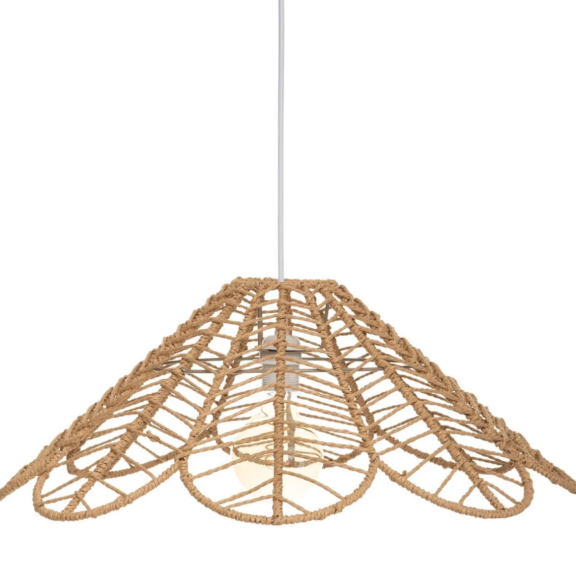 Candeeiro de teto FOLK bege em corda 58cm