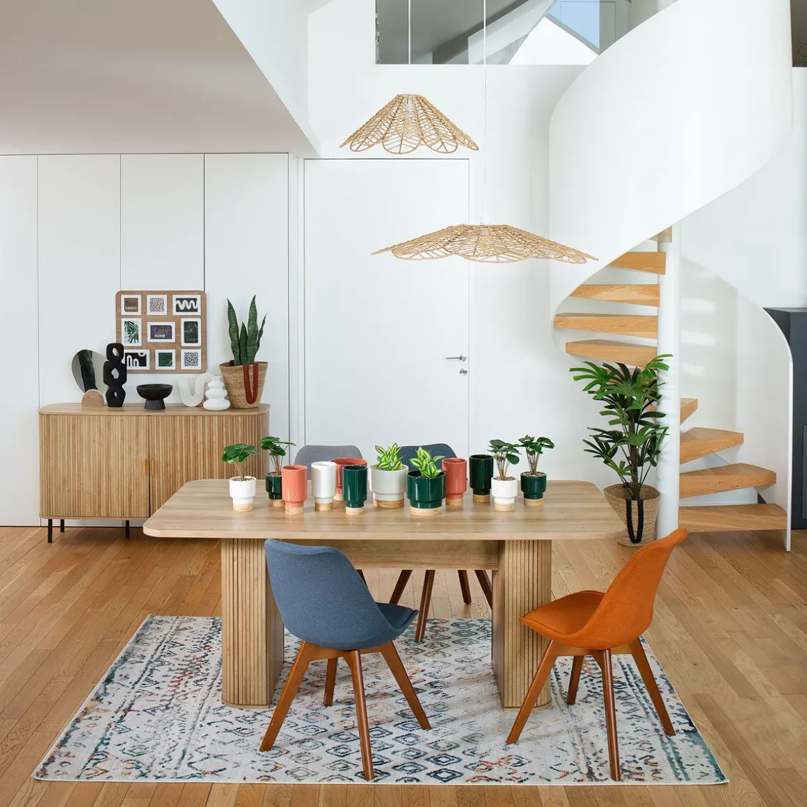 Candeeiro de teto FOLK bege em corda 58cm