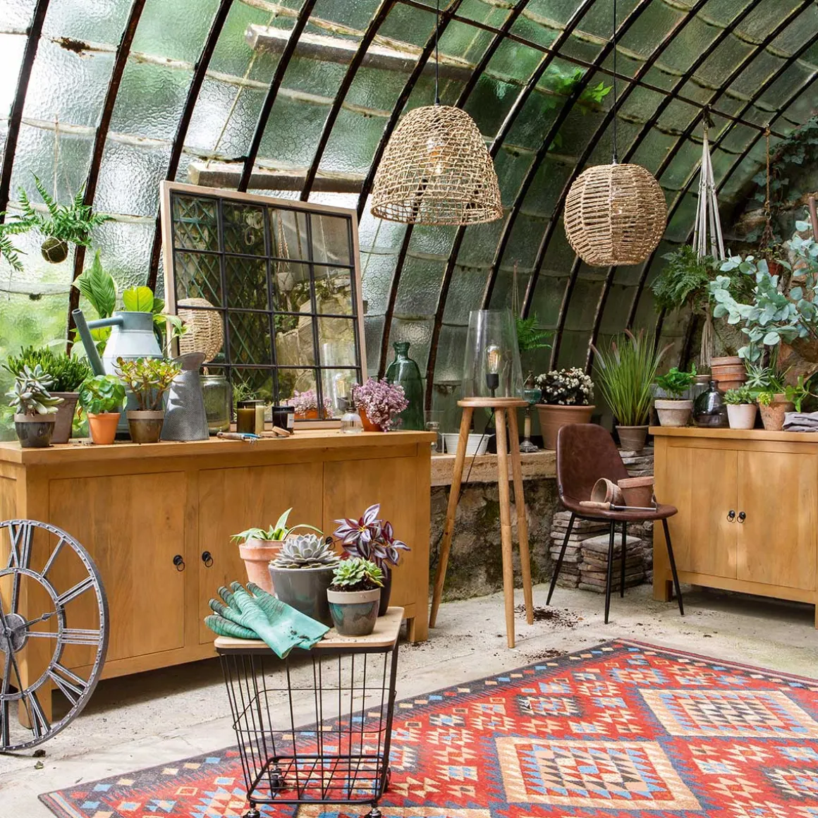 Candeeiro de teto JADA bege em rattan