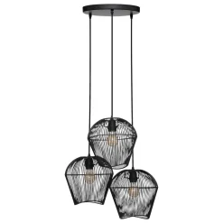 Candeeiro de teto JENA preto em metal com 3 focos